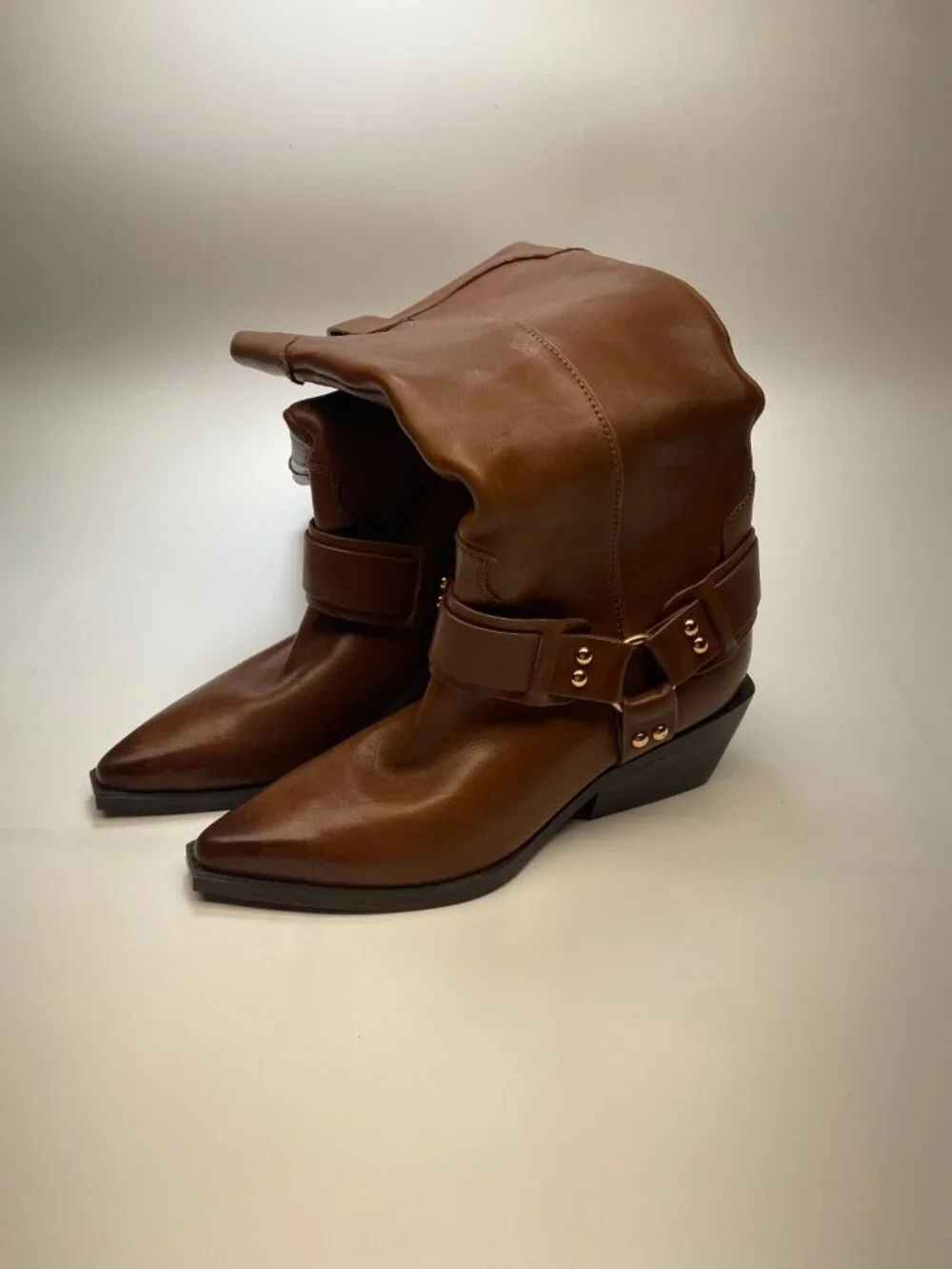 Marc Fisher LTD Womens Rally Leather Strap-and-Grommet Western Brown Boots Sz 7 - Picture 7 of 11